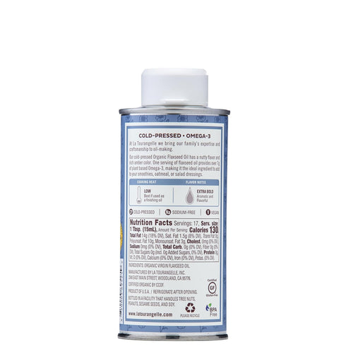 La Tourangelle Organic Flaxseed Oil - Essential Omega-3 for Heart Health, Vegan, Non-GMO, 8.45 Fl Oz