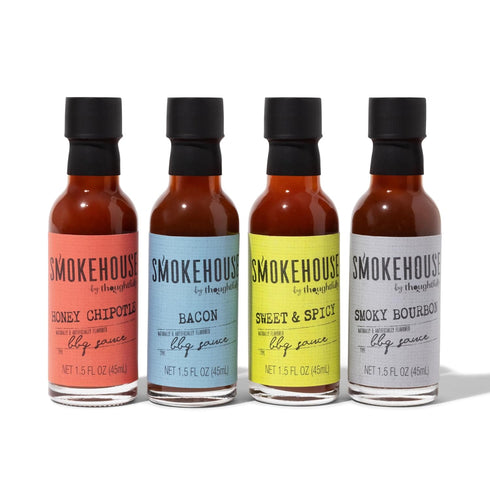 Smokehouse by Thoughtfully Gourmet BBQ Sauce Sampler Set, Vegan, Pack of 4 with Honey Chipotle, Sweet and Spicy