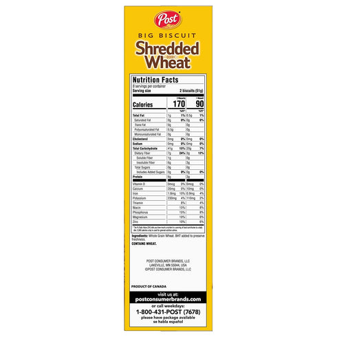 Post 15 Oz Shredded Wheat Big Biscuit, Whole Grain, Non-Gmo, Heart Healthy Breakfast Cereal