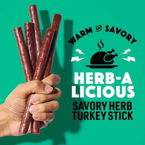 (Pack 24) 1 oz 9 Lorissa's Kitchen Herb-A-Licious Savory Herb Turkey Sticks - of Meat Sticks - Ready to Eat Protein