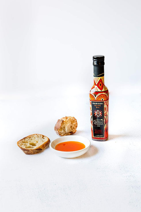 (250 ml) Castillo de Canena Harissa Spicy and Aromatic Infused Extra Virgin Olive Oil Spanish Arbequina Olives