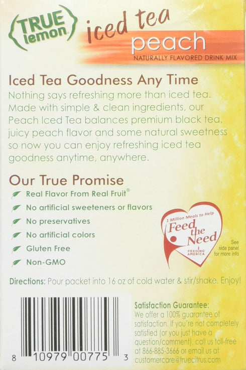 Packets 4 6 Count (Pack 8) PEACH ICED TEA MIX by TRUE LEMON | Instant Powdered Drink That Quench YOUR Thirst, Kit