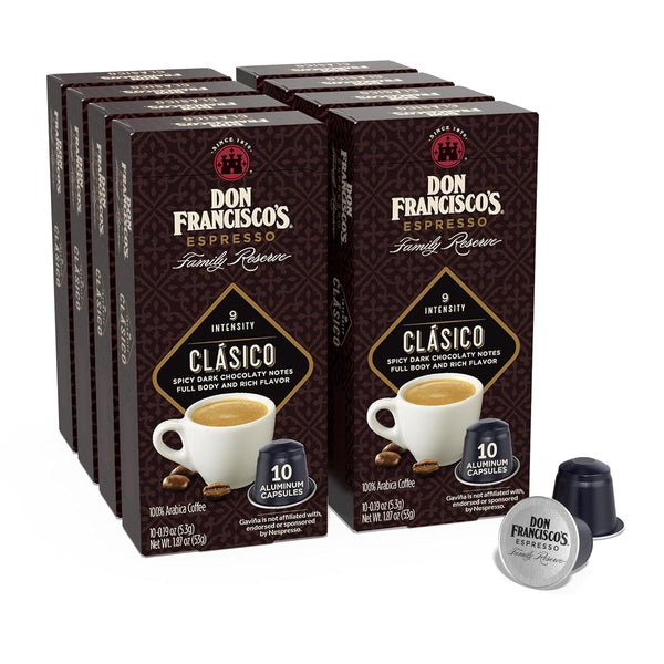 Don Francisco's Clasico Espresso Pods: 80 Recyclable Aluminum Capsules, Intensity 9 Dark