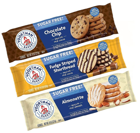 Voortman Bakery Sugar Free Wafers Variety Pack | Chocolate Chip, Fudge Stripe Shortbread