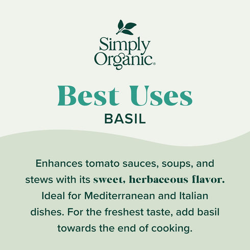 0.54 Simply Organic Pure Egyptian Basil Leaf, Ounce Bottle, Cut and Sifted, Herbaceous and Aromatic, Popular on Pizza