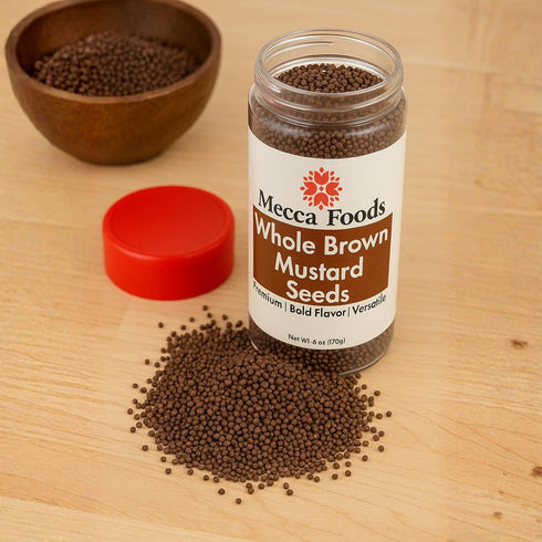 6 oz Packed Brown Mustard Seeds PET Jar Whole Mustard Seed Spice for Cooking, Pickling, Indian Cuisine & Homemade