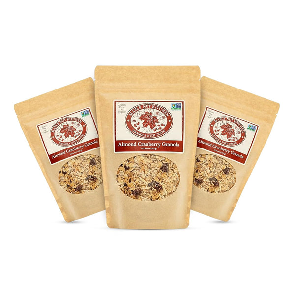 Maple Nut Kitchen Almond Cranberry Granola 3 Pack Crunchy, Delicious, Artisan Granola
