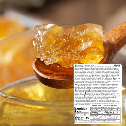 SIJIYUNLI 500g/17.6oz, - Huangbing Sugar Medium grained, sugarcane naturally crystallized, crystal like light yellow