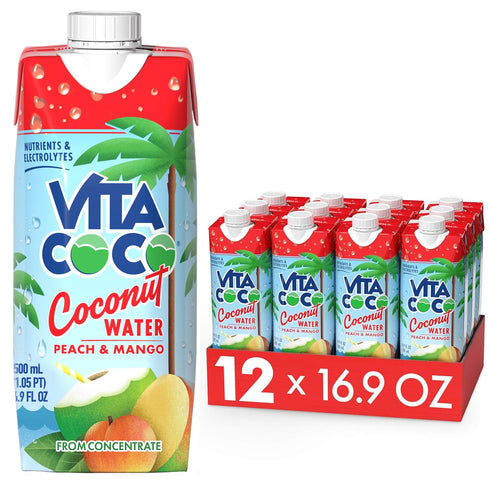 Vita Coco Coconut Water, Peach & Mango - Naturally Hydrating Electrolyte Drink