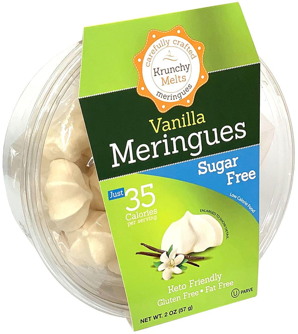 Krunchy Melts Original Sugar Free Meringue Cookies | Vanilla Flavor | 35 Calories Per Serving | 2 Oz