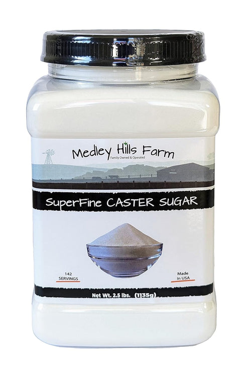 Superfine Caster Sugar by Medley Hills Farm, 2.5 lbs in Reusable Container for Baking
