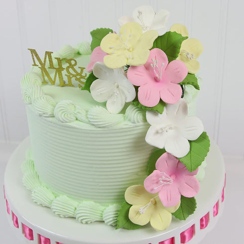 12 Count Global Sugar Art Fruit Blossom Sugar Cake Flowers, White with Wires, by Chef Alan Tetreault