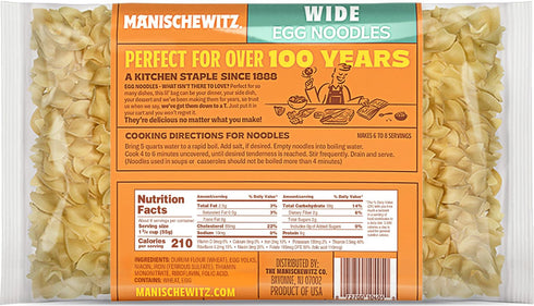 12oz (3 Pack) Manischewitz Wide Egg Noodles | Homestyle Taste & Texture, Premium Enriched, Low Sodium, No Preservatives