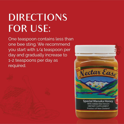 Bee Zesty 500g Nectar Ease - Manuka Honey with Bee Venom - by Nelson Honey New Zealand