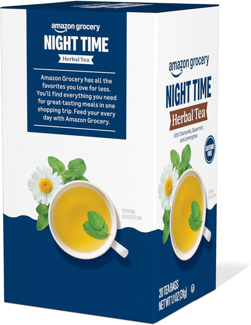 1.1 Oz, 20 Amazon Grocery, Night Time Herbal Tea, Caffeine Free, Ct