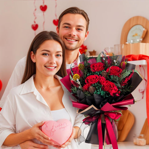 CNLITIHEKA Rose Preserved Flowers Bouquet, Long-Lasting Real Red Roses, Birthday, Valentine's Day, for Mom, Wife