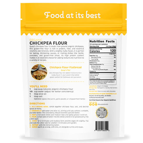 1.5 lb, Quay Naturals Organic Chickpea Flour, Garbanzo Bean Flour, Non-GMO, Gluten-Free, Vegan. Ideal for Baking