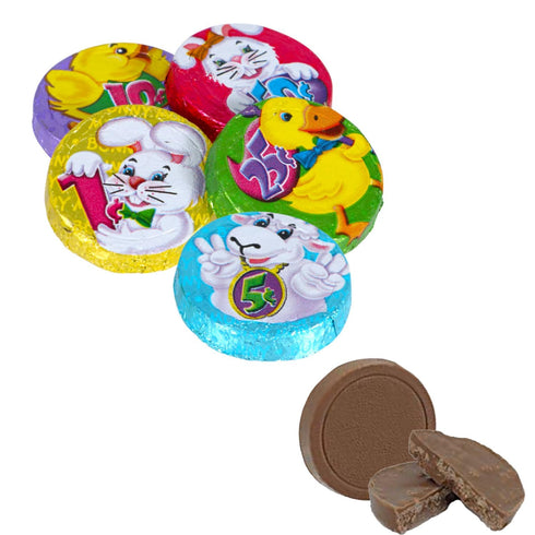Fruidles Easter Double Crisp Bunny Munny Milk Chocolate, Half-Pound Happy Easter Day Coins, Party Bag Fillers