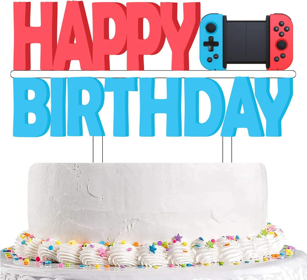 Video Game Cake Toppers - Switch Game Controller Theme Decorations for Boys Gaming Birthday Party