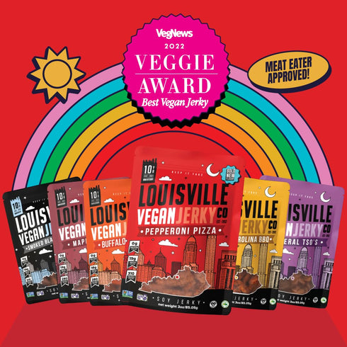 Louisville Vegan Jerky – Pepperoni Pizza, Vegan and Vegetarian Friendly Meat, Gluten-Free High Protein Snacks