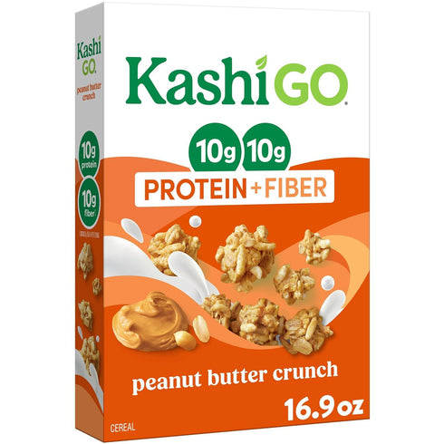 KD Chocolates Kashii G0 Protein Cereal, 10g Protein, 10g Fiber, Peanut Butter Crunch, 16.9oz