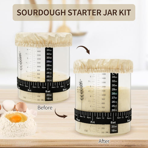 50oz (1 Pack) Sourdough Starter Jar, Wide Mouth Sourdough Jar, Large Capacity Sourdough Bread Starter Kit with Lid