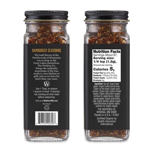 Watkins Organic Grilling Hamburger Seasoning, Non-GMO, Kosher, 3.6 Oz, 1-Pack