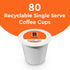 80 Count BIGGBY Best Single Serve Coffee, Recyclable Plastic Cups, Box, Medium Roasted