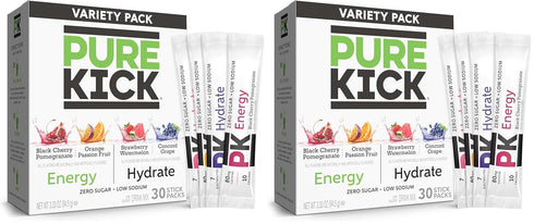 PURE KICK Energy and Hydrate Singles To Go Drink Mix Variety Pack,