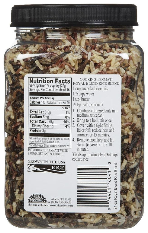 21 oz (Pack 4 RiceSelect Royal Blend Rice, Blend of Texmati White, Brown, Wild & Red Rice, Gluten-Free, Non-GMO