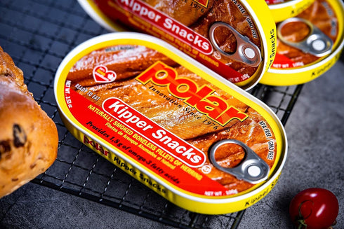 3.53-Ounce (Pack 12), 90% MW Polar Herring, Kipper Snacks, of Less Sodium, Ready to Eat Canned Fish, Good Source
