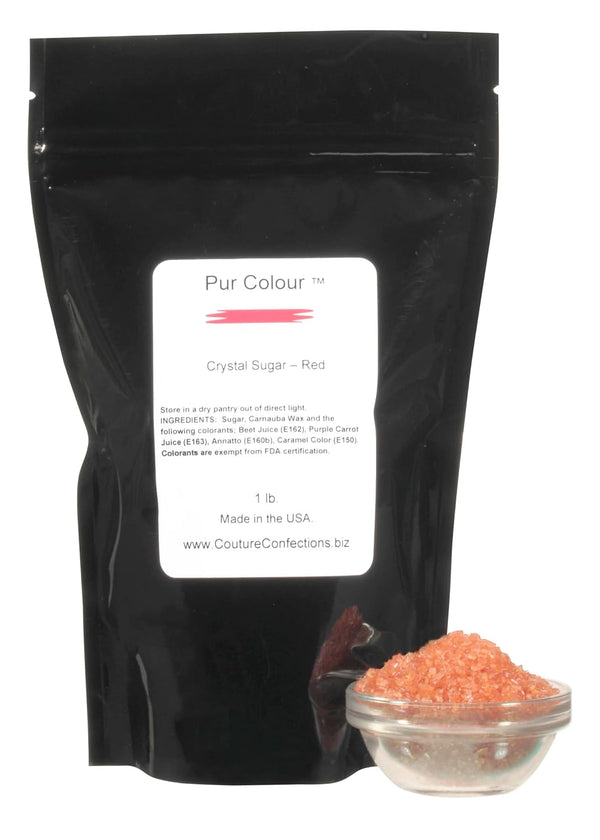 Pur Colour Red Crystal Sugar, Natural, 1 lb, Gluten-Free, Dairy-Free, Nut-Free, Made with FDA