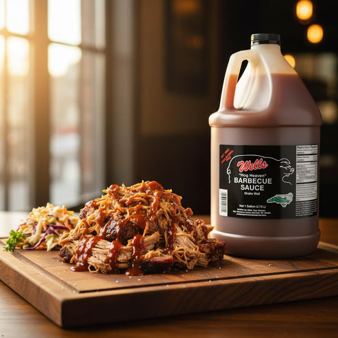(1 Wells Hog Heaven Barbecue Sauce Gallon) | Carolina Vinegar Based Barbecue Sauce | No High Fructose Corn Syrup |