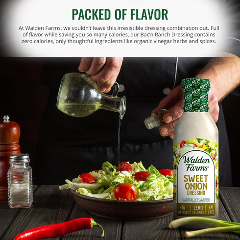 12 oz Walden Farms Sweet Onion Dressing - Low Carb, Calorie-Free, Gluten-Free, Keto-Friendly, Sugar-Free, Fat-Free