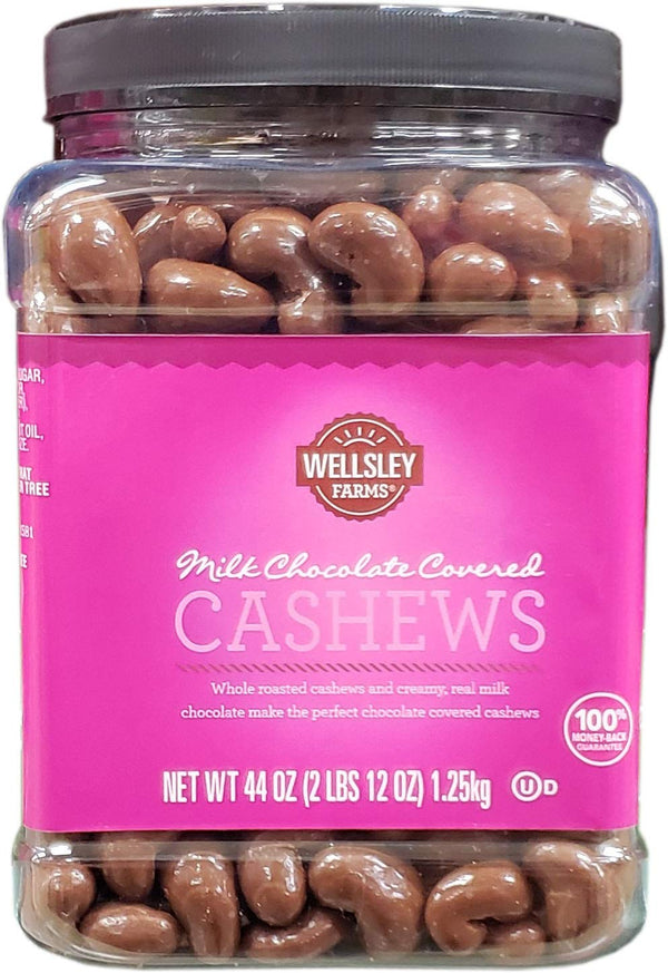 Wellsley Farms Milk Chocolate Covered Cashews 2.75 lbs | Whole Roasted Cashews in Creamy