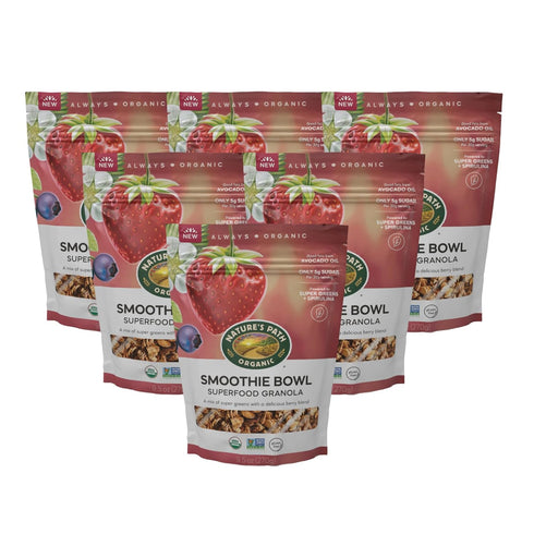 9.5 oz (Pack 6), Nature's Path Organic Superfood Smoothie Bowl Granola, of with Berries & Super Greens, Gluten Free