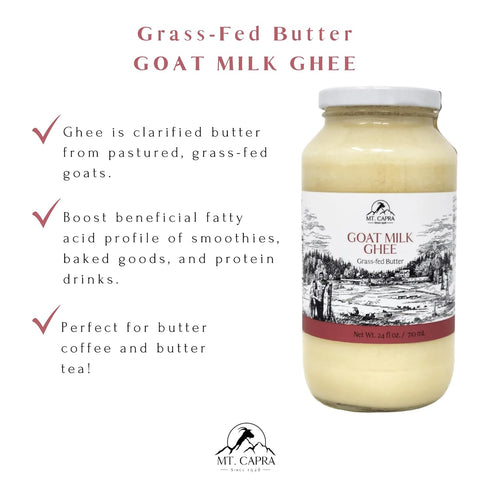 30 142 24 oz Mt. Capra Goat Milk Ghee | Grass-Fed Clarified Butter High in MCT Oil Perfect for Bulletproof Coffee