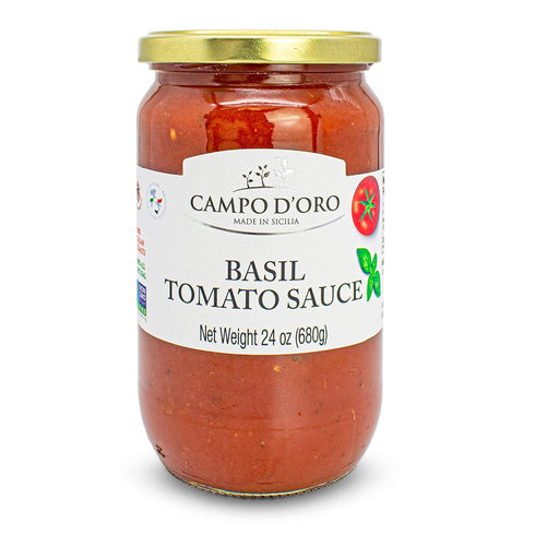 CAMPO D'ORO - Italian Tomato Spaghetti Sauce with Basil, 24oz, Pasta and