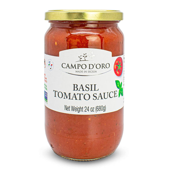 CAMPO D'ORO - Italian Tomato Spaghetti Sauce with Basil, 24oz, Pasta and