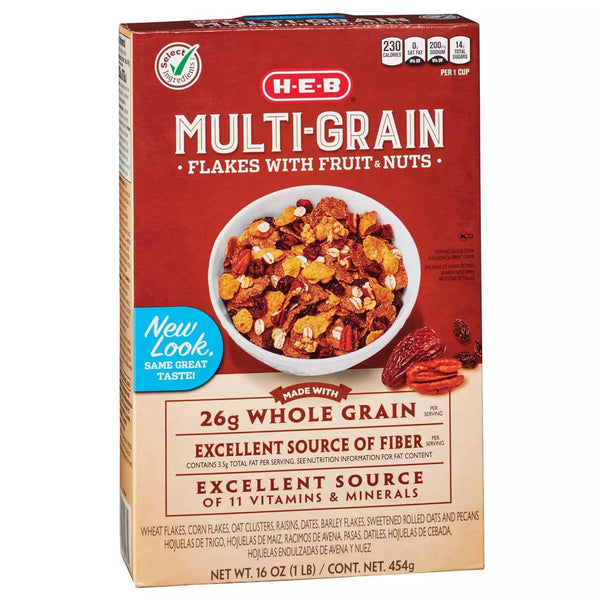 HEB Multi-Grain Flakes with Fruits & Nuts Cereal 2 Boxes