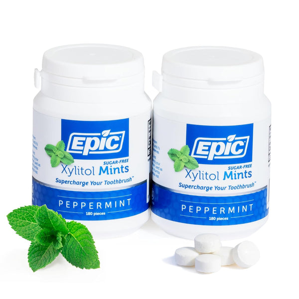 Epic 100% Xylitol Mints - Sugar Free, Aspartame Free - Peppermint, 180 Pieces (Pack of 2)
