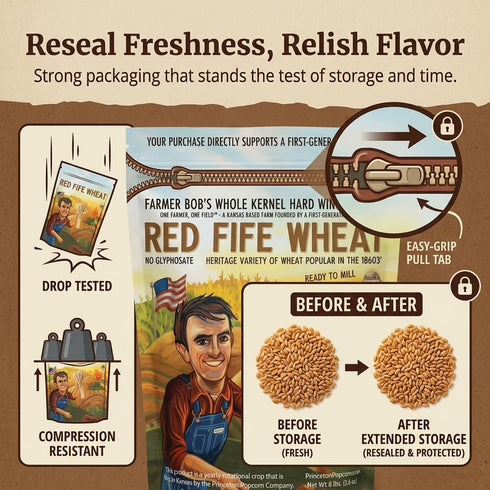 5lb Red Fife Hard Red Winter Wheat Hard Red Wheat Berries Whole Wheat Berries Bulk Heirloom Non-Hybrid Non-GMO Heritage