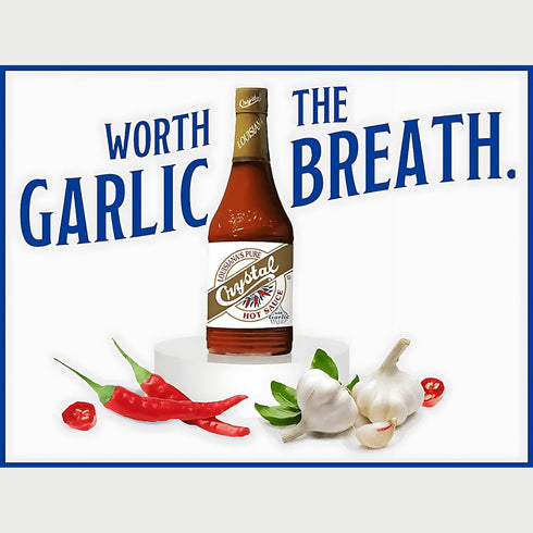 12 Crystal Louisiana's Pure Hot Sauce with Garlic, Ounce, Aged Cayenne Peppers, Medium Heat, Flavor Gumbo to Bloody