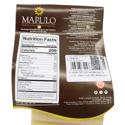 2 100% 1.1 lb (500g) Marulo Cannelloni, Artisan Italian Pasta, Bronze Die Cut, Only Ingredients, Durum Semolina