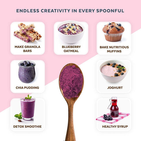 Wild Blueberry Powder Organic, USDA Certified, for Smoothies, Baking, Rich in Antioxidants