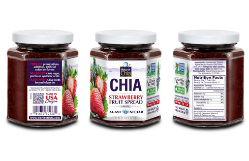 Pack 3, World of Chia Premium Chia Seeds Jam Variety - Strawberry, Raspberry & Blackberry Jams and Preserves - All