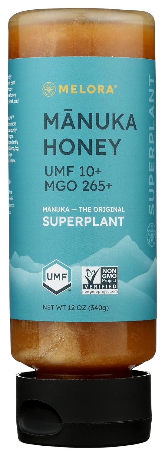 Melora Manuka Honey Squeeze Bottle Super Plant UMF 10+, Certified Raw, Medicinal,