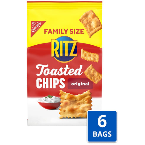 6 11.4 oz RITZ Toasted Chips Original Crackers, Party Snacks, Bulk Snacks, Family Size, - Bags