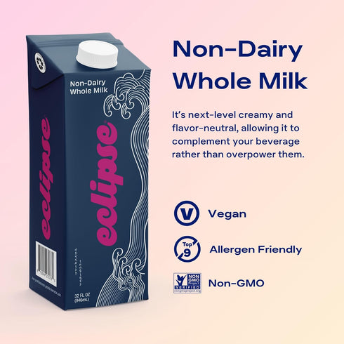32 oz (Pack 6), Eclipse Foods Non-Dairy Whole Milk, fl of Plant Based, Vegan, Lactose Free, Creamy Milk Alternative