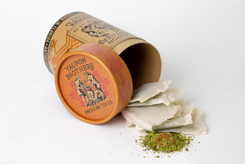 Yaupon Brothers Spiced Peach Yaupon Tea - 16 Eco-Friendly Yaupon Peach Tea Bags Crafted from Organic Peach Green Tea Ingredients & Antioxidant Rich - Pure Peach Tea Loose Leaf in Fiber Bags